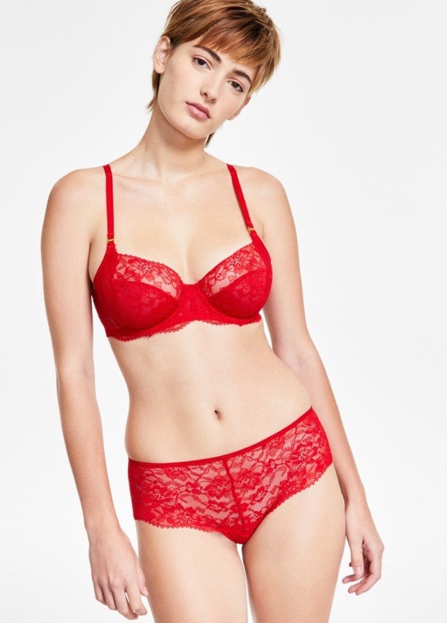 Lauren Ralph Lauren 36B Bra Red Lace Unlined Full Coverage