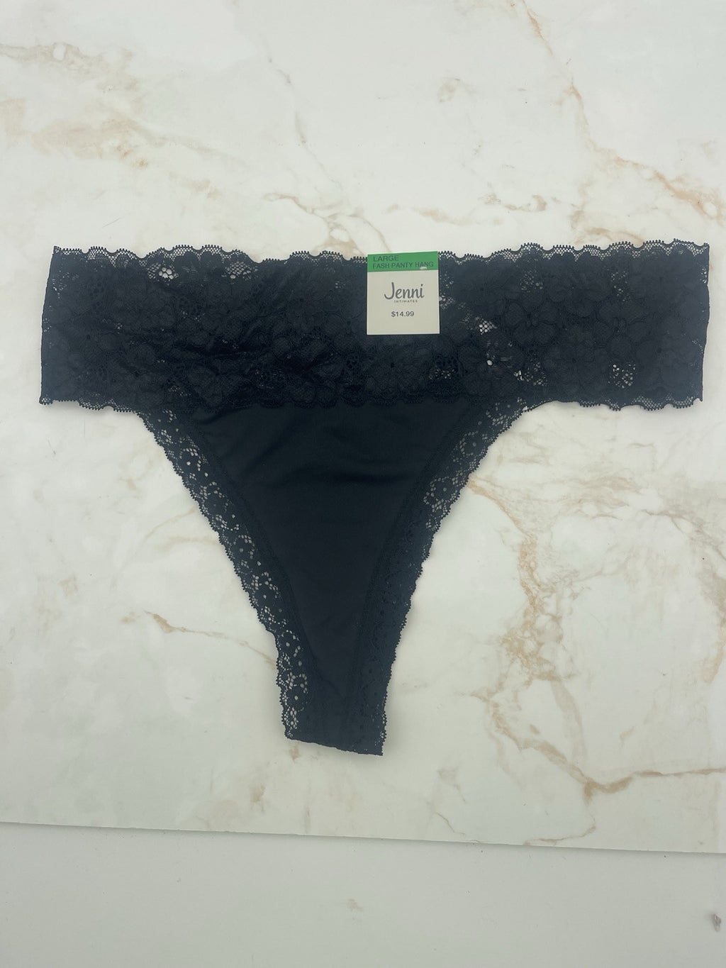 Jenni Intimates Lace-Trim & Leopard Lace Thong Underwear - Size L