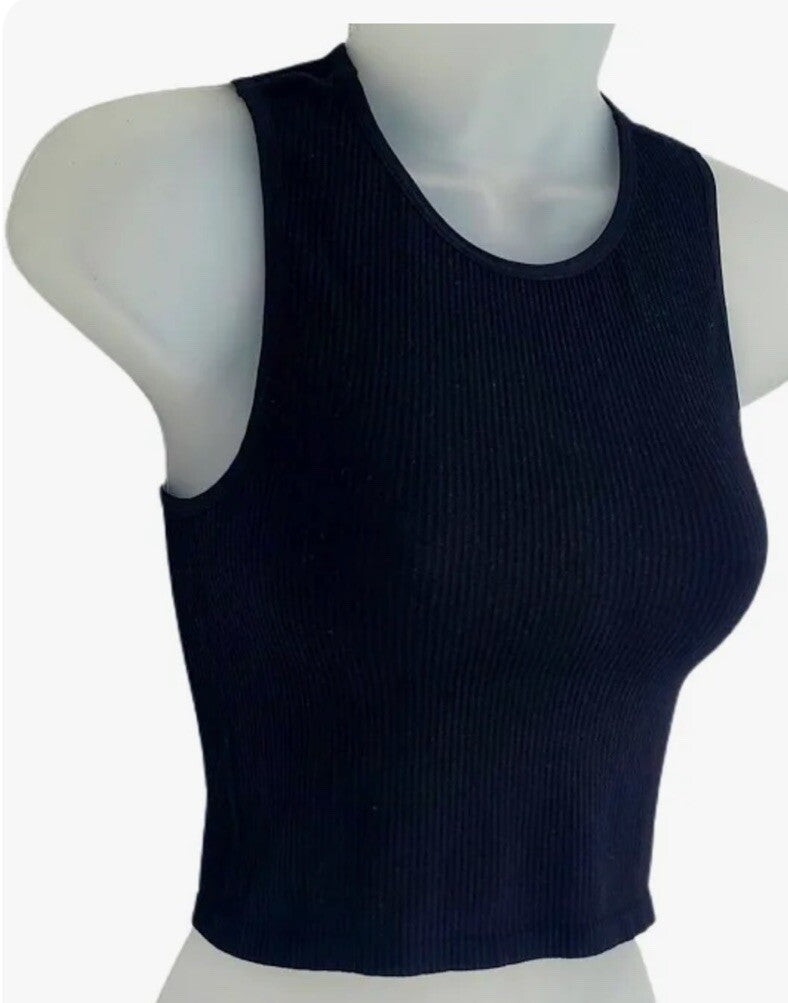 Hippie Rose Juniors Ribbed Crop Tank Top Black XS