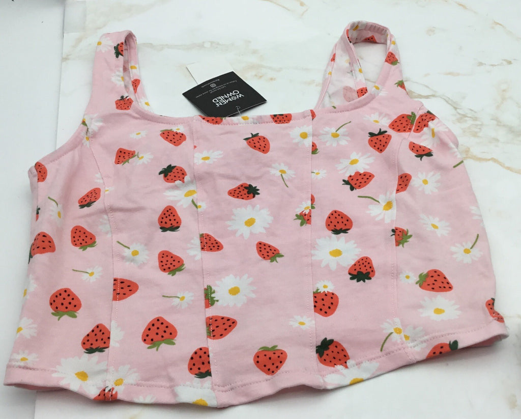Grayson Threads, the Label Juniors' Cropped Strawberry-Print Top - Pink Size M