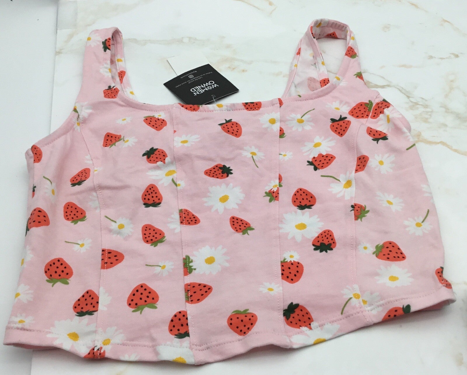 Grayson Threads, the Label Juniors' Cropped Strawberry-Print Top - Pink Size M