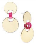 On 34th Gold-Tone Disc & Color Ring Drop Earrings, Pink