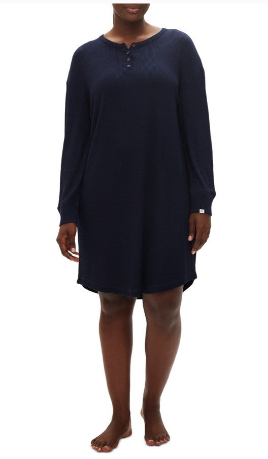GAP GapBody Women's Henley Dorm Long-Sleeve Sleepshirt Navy S