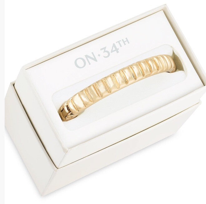 ON 34TH Gold-Tone Thin Textured Bangle Bracelet