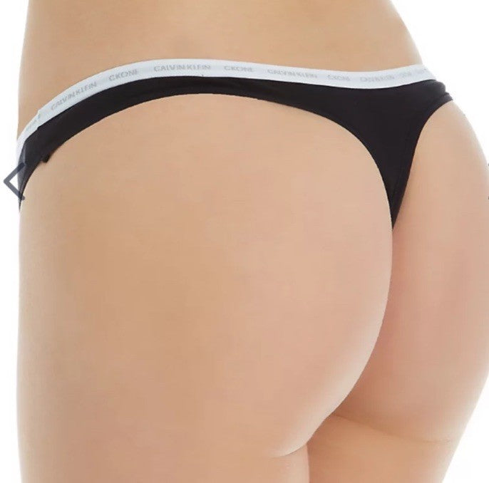 Calvin Klein CK One Cotton Thong - Black And White Medium