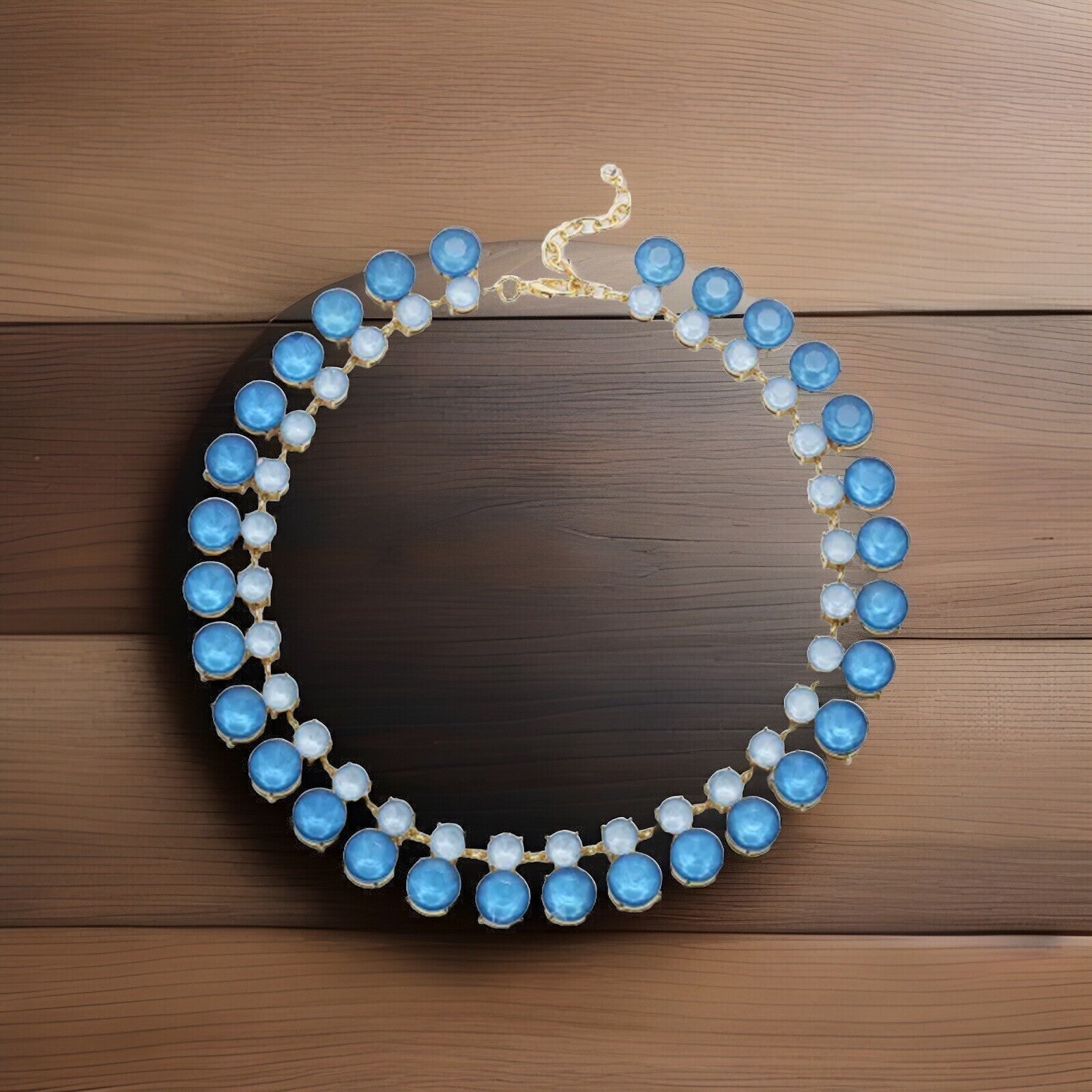 Gold-Tone Color Crystal & Stone All-Around Collar Necklace, 16" + 2" extender