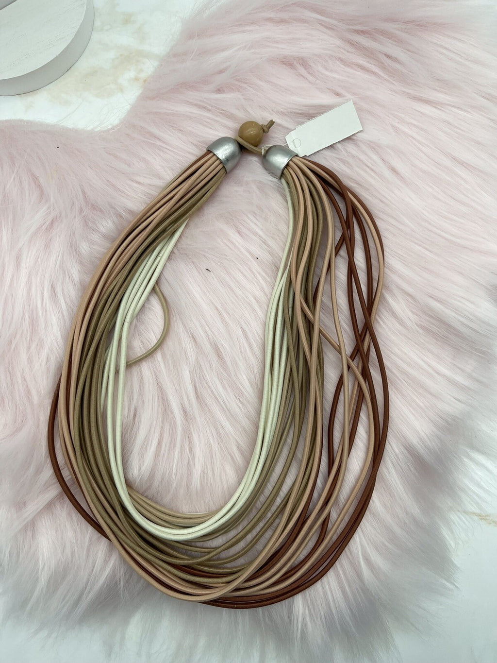 J JIll brown pink layered elastic strand choker necklace fashion fun  NWT