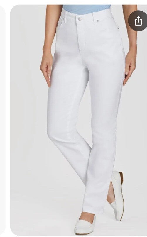 Gloria Vanderbilt Women White High Rise Straight-Leg Jeans Pants Petite Size 10P