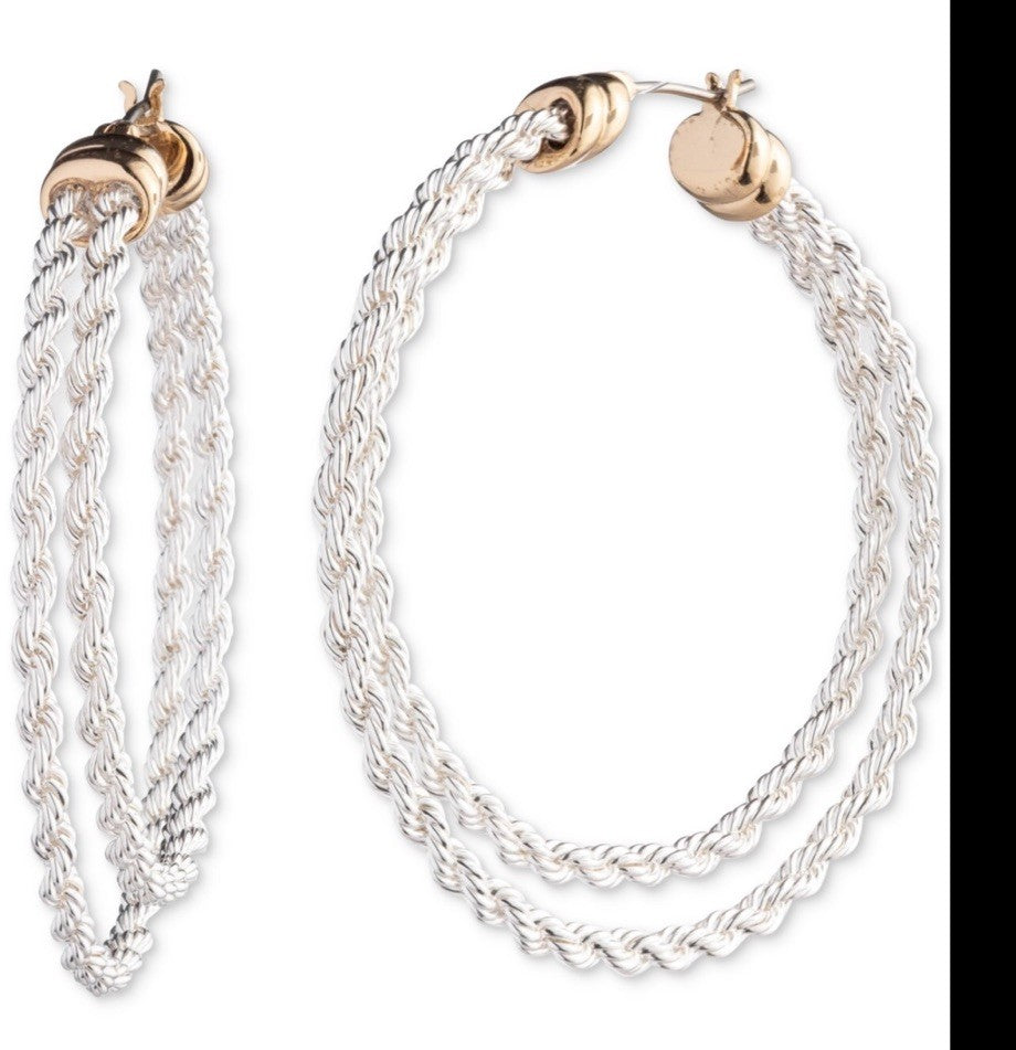 Lauren Ralph Lauren Two Tone 45 Millimeter Split Hoop Earrings