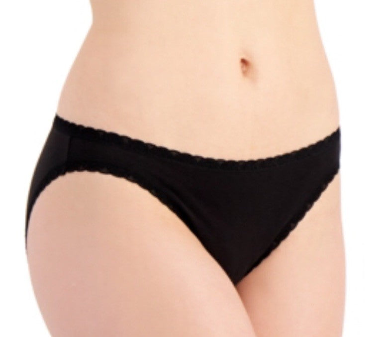 Jenni Lace-Trim Bikini Underwear, Black, XL