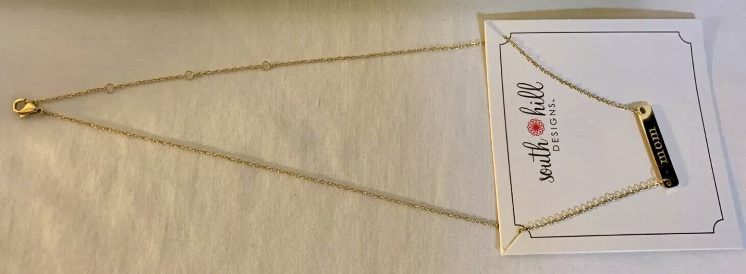 NWT Sealed South Hill Designs "MOM' Gold Chain Necklace 