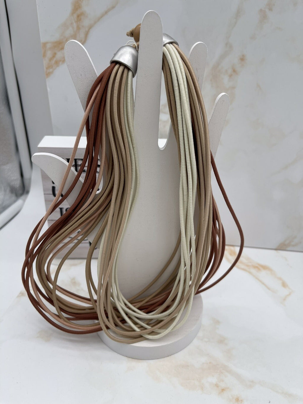 J JIll brown pink layered elastic strand choker necklace fashion fun  NWT