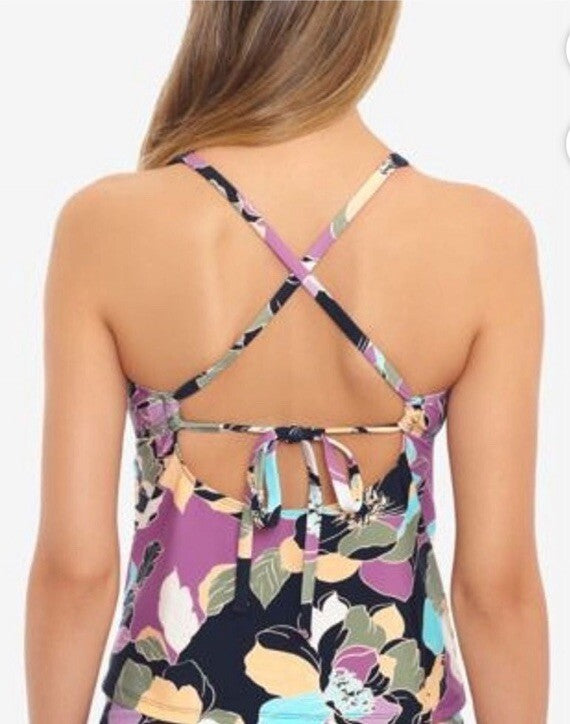 Salt+cove Juniors Midnight Bloom V Wire Tankini Top M