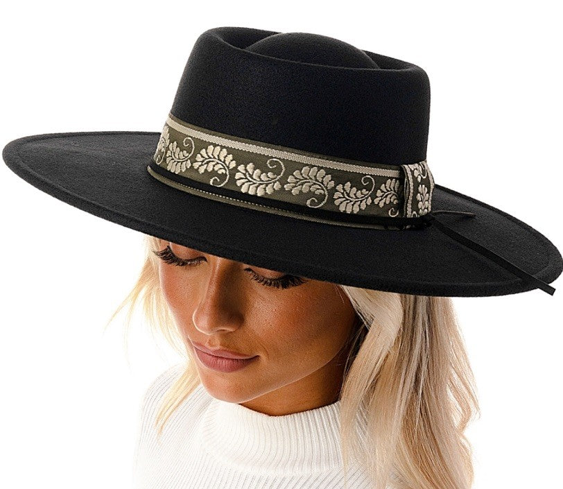 Marcus Adler Women's Wool Blend Felt Hat with Paisley Print Band