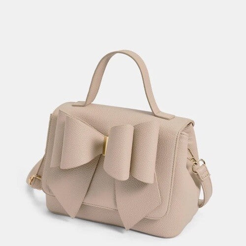 Like Dreams Eva Double Bow Vegan Satchel Crossbody Bag Beige 