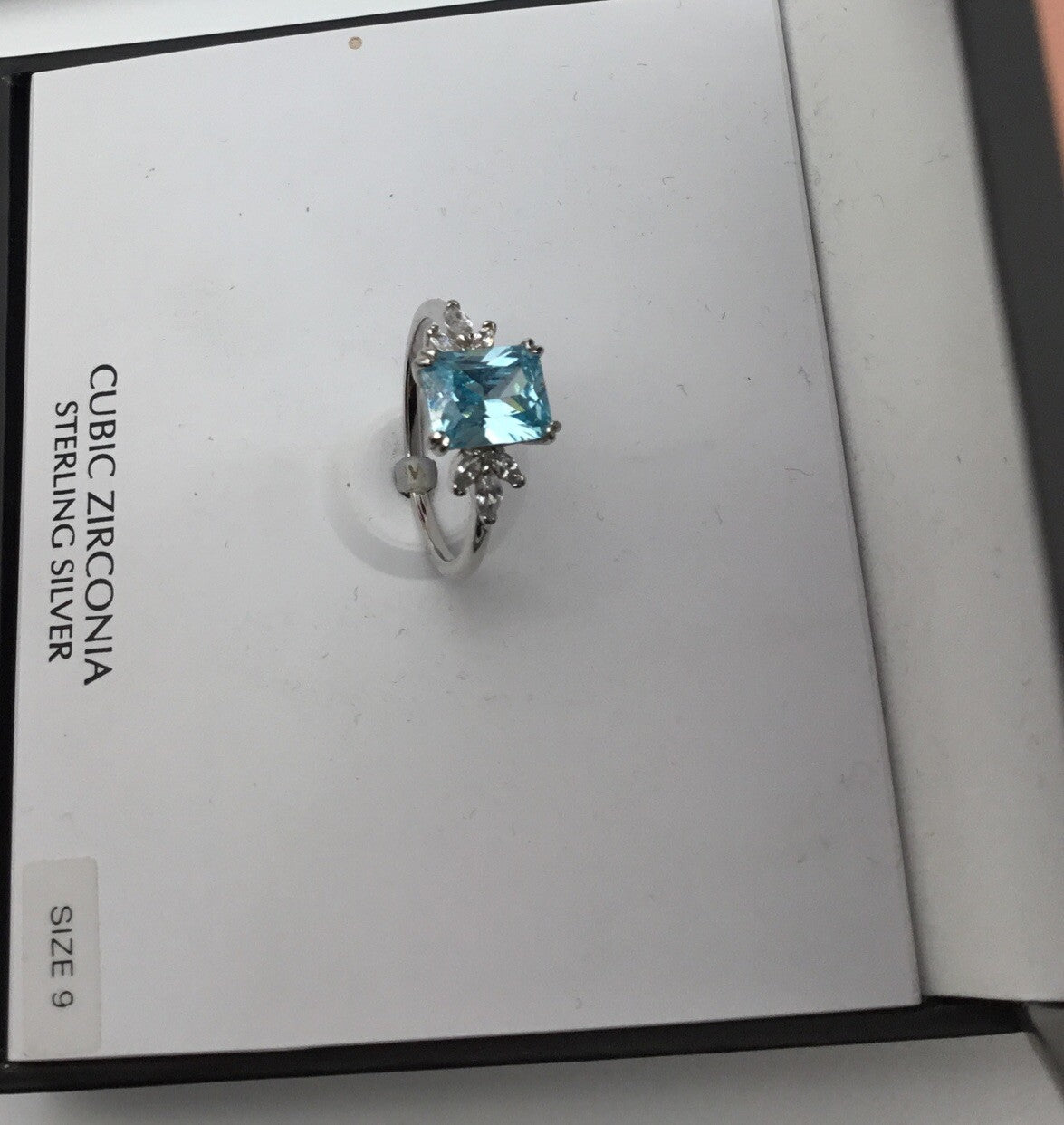 Giani Bernini Sterling Silver Lab Created Opal RG 7x9 Aqua Cz Size 9