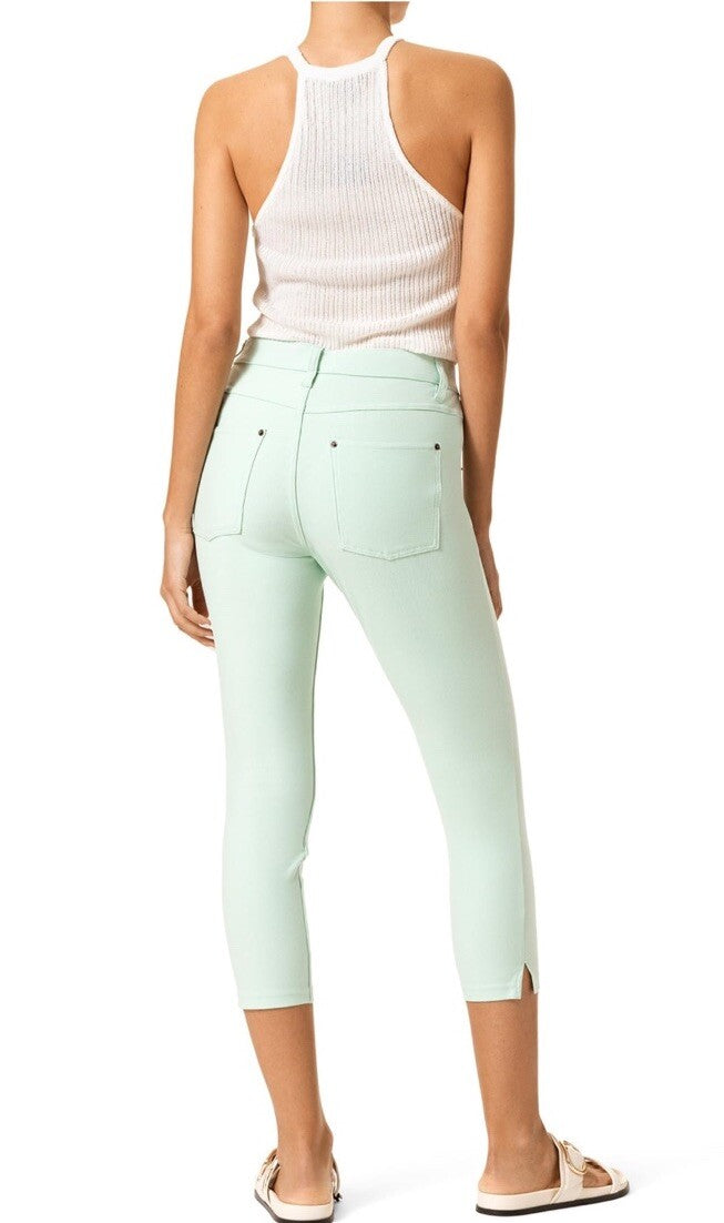 HUE Women's Ankle Slit Essential Denim Capri Leggings, Aqua Foam Size XL