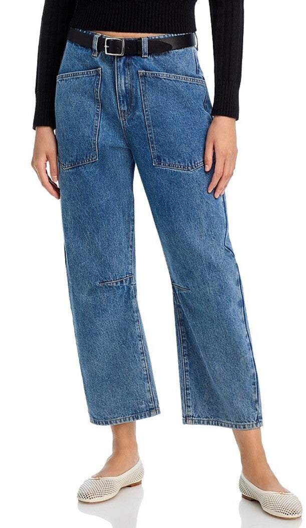 Steve Madden Women's Haniel High-Rise Barrel-Leg Jeans Small 