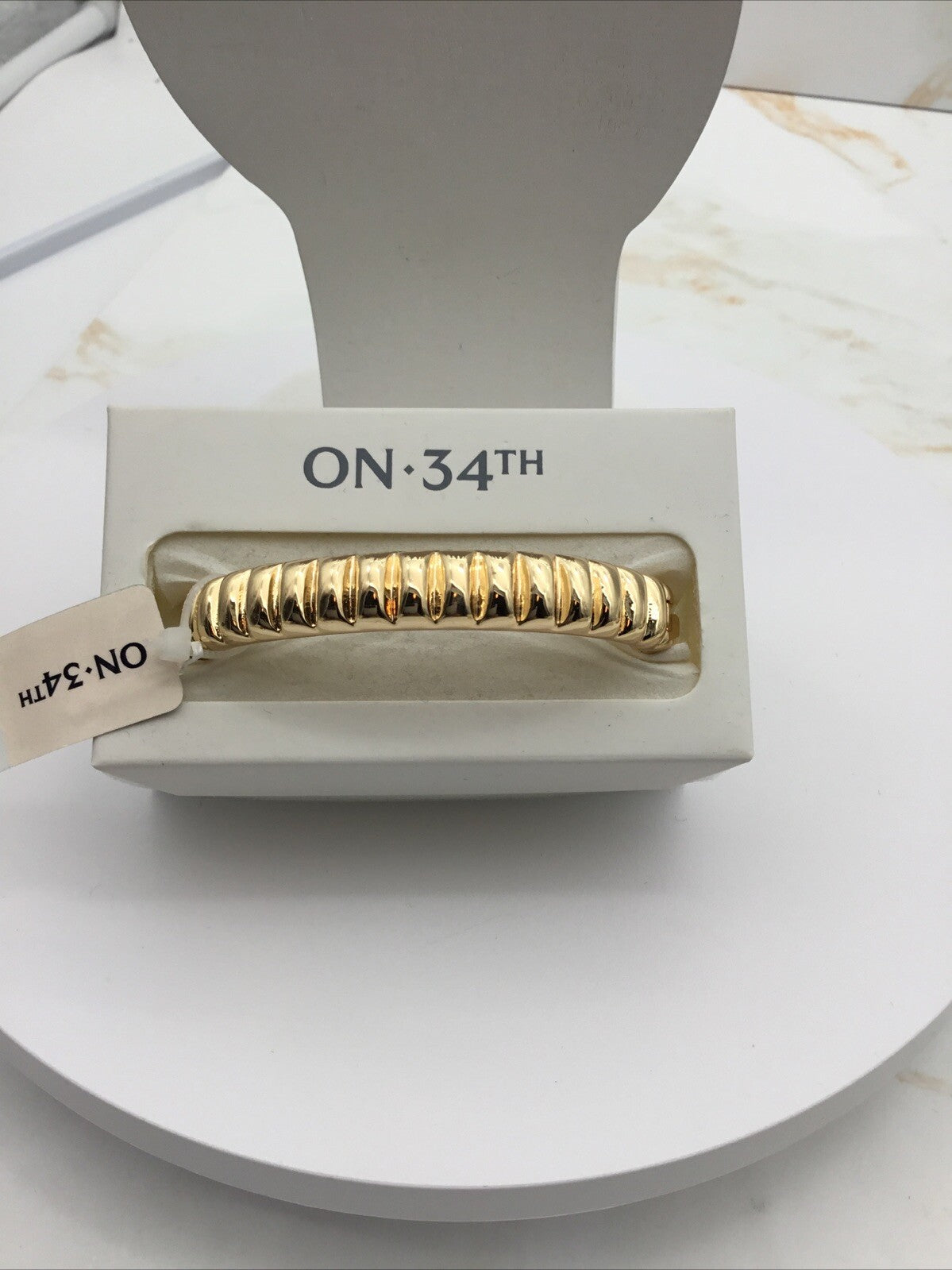 ON 34TH Gold-Tone Thin Textured Bangle Bracelet
