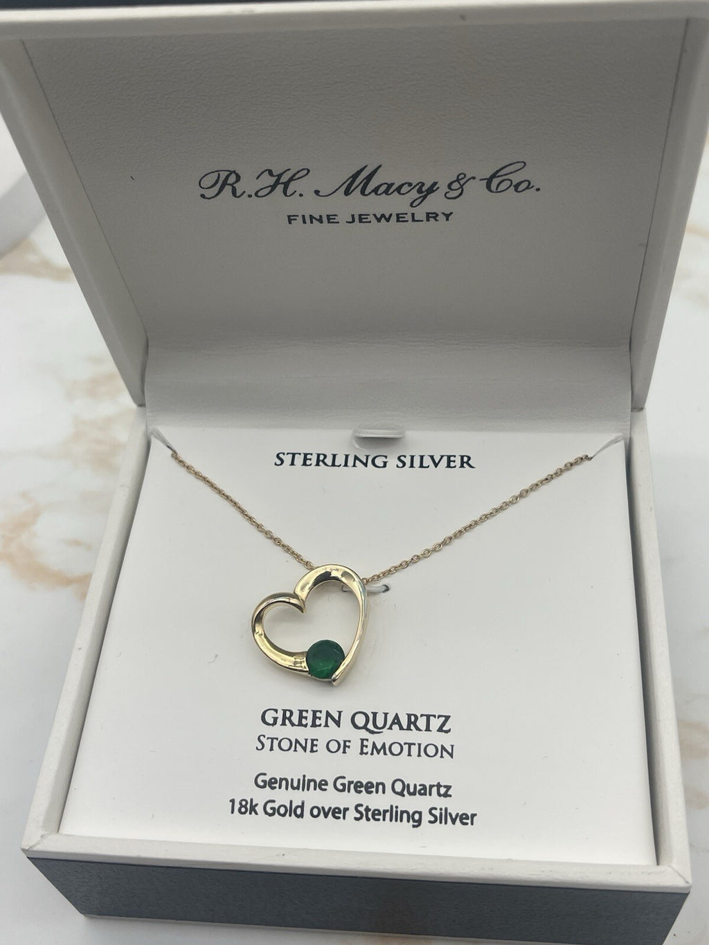 GREEN QUARTZ STONE OF EMOTION Genuine Green Quartz 18k Gold over Sterling Silver