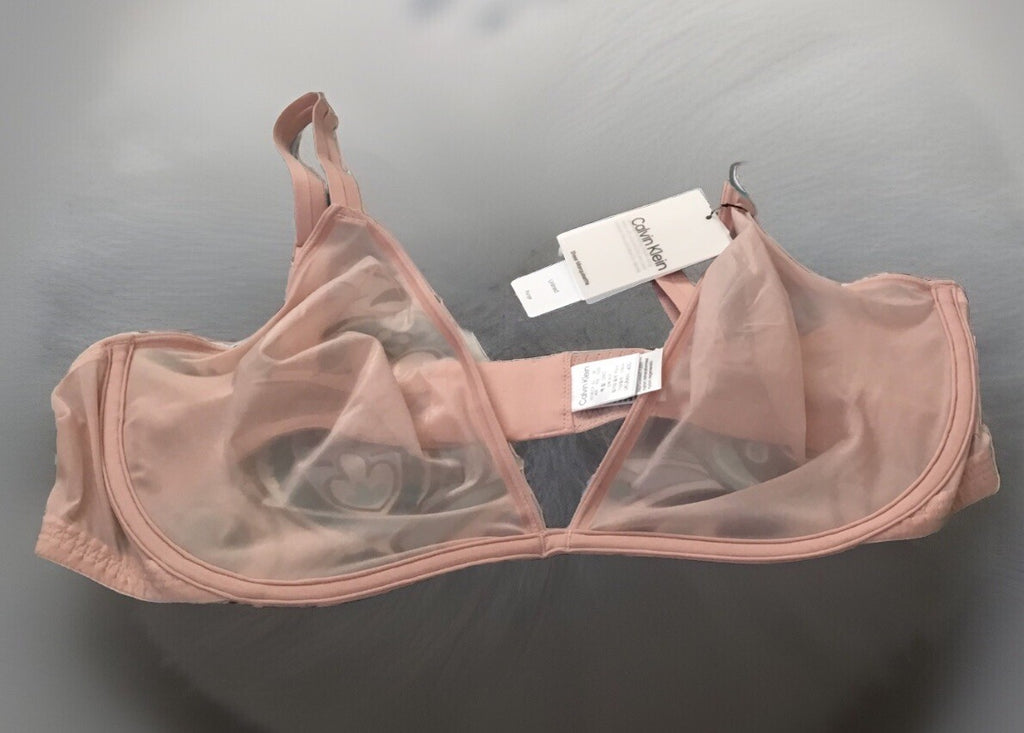 Calvin Sheer Marquisette Unlined Plunge Bra QF6727 34A $40.00