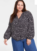 On 34th Trendy Plus Size Floating Blooms Print Top, OX