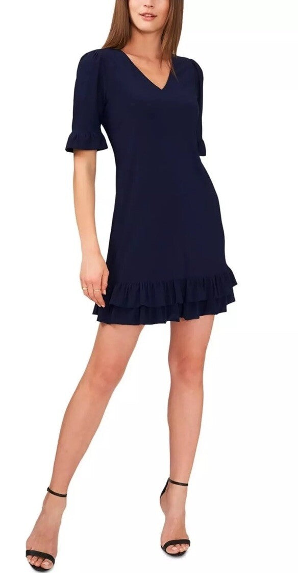 MSK Petites Womens Ruffle Mini Shift Dress PS