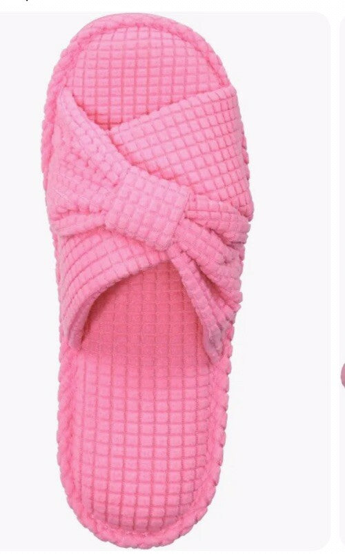 CHARTER CLUB terry bow open toe womens slide slippers Memory Foam Size 5/6