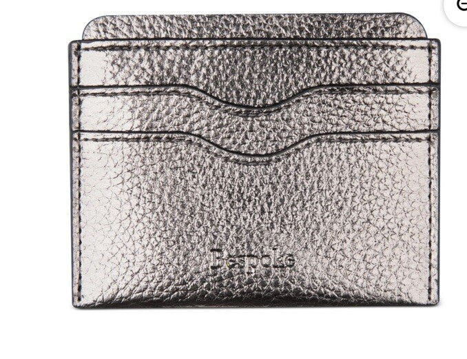 Bespoke Men’s Gunmetal Silver Faux Leather Pebble Card Holder