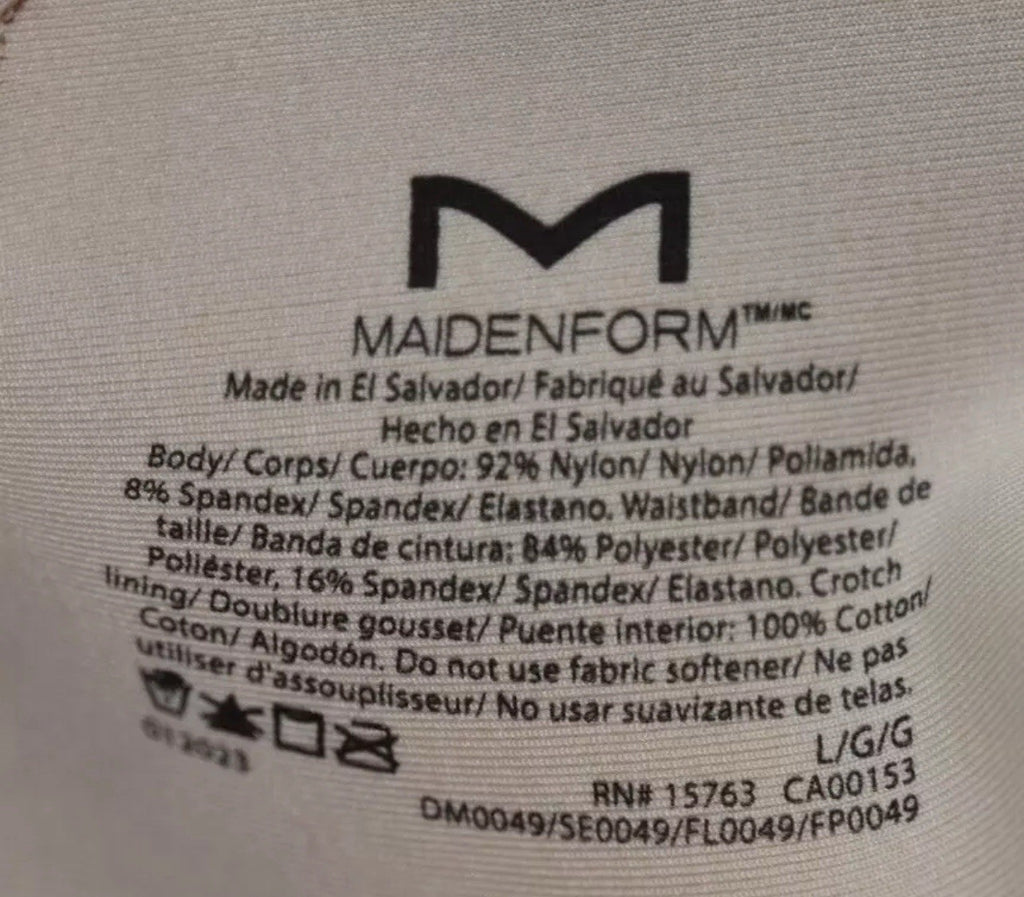 NWT Maidenform Tame Tummy Smoothing Waist Lace Thong Shapewear L Beige Size L