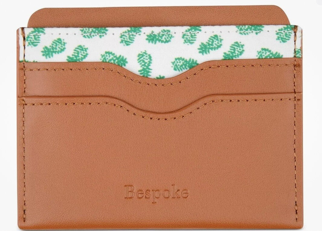 Bespoke Mens Minimalist Wallet Tan Brown Pineapple Print Thin Credit Card Case