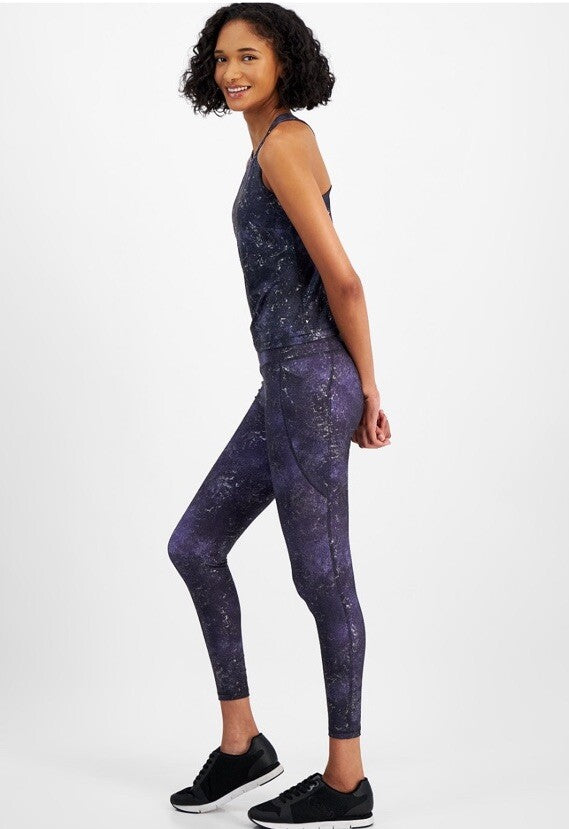 Ideology Women's 7/8 side pocket legging, Midnight foil  Medium 