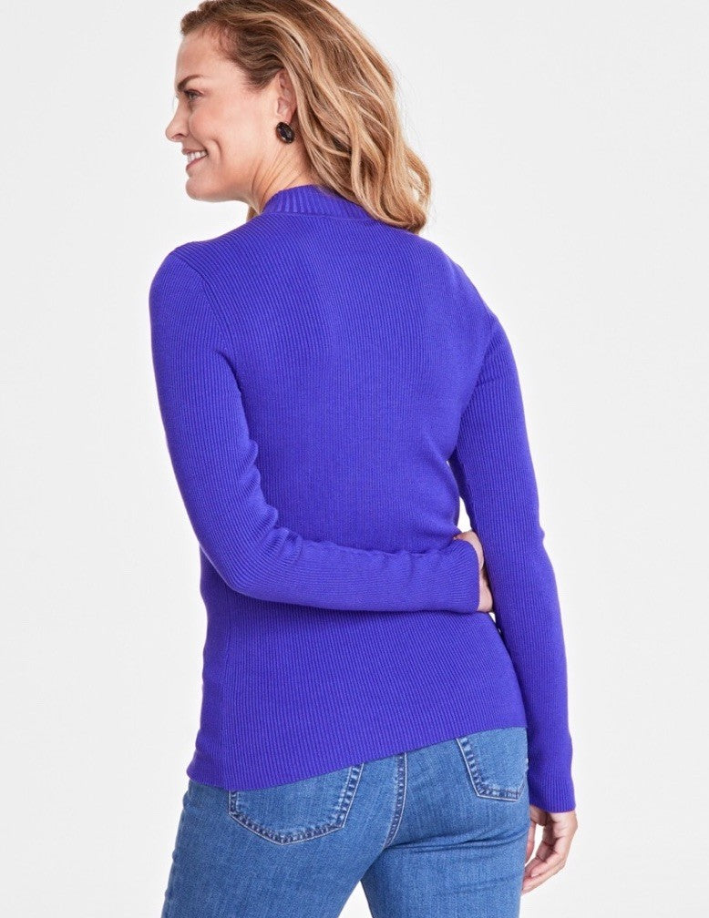I.n.c. International Concepts Women's L Detailed Ribbed Mock Neck LS Sweater Iri