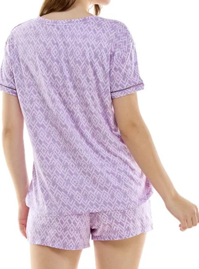 Roudelain Women's 2-Pc. Printed Short Pajamas Set Lilac XL