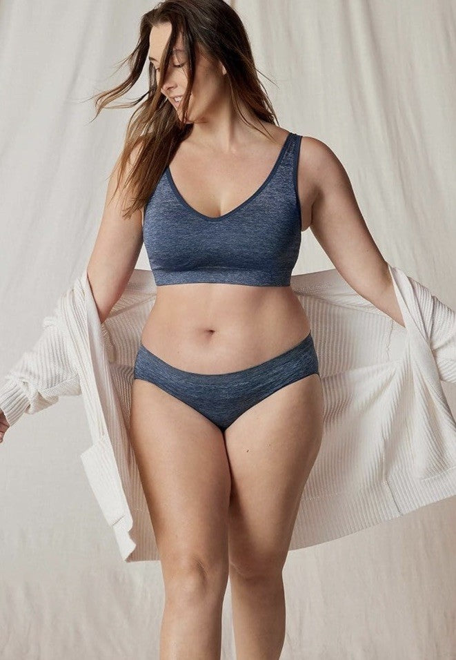 Jockey Women's Smooth & Shine Seamfree Bikini Navy Heather Size 9