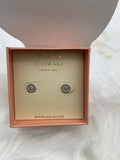 F*A*O SCHWARZ STERLING SILVER CIRCLE STUD EARRINGS W/ CRYSTAL STONE ACCENT NIB