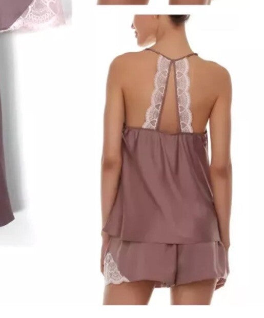 FLORA NIKROOZ Kit Heart Lace Trim Camisole Mauve Size S New T90483 Top Only