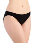Jenni Women’s Lace Trim Bikini Underwear M Black 