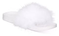 INC International Concepts Sandal Slides Sz L 9/10 White Fluffy Faux Maribou