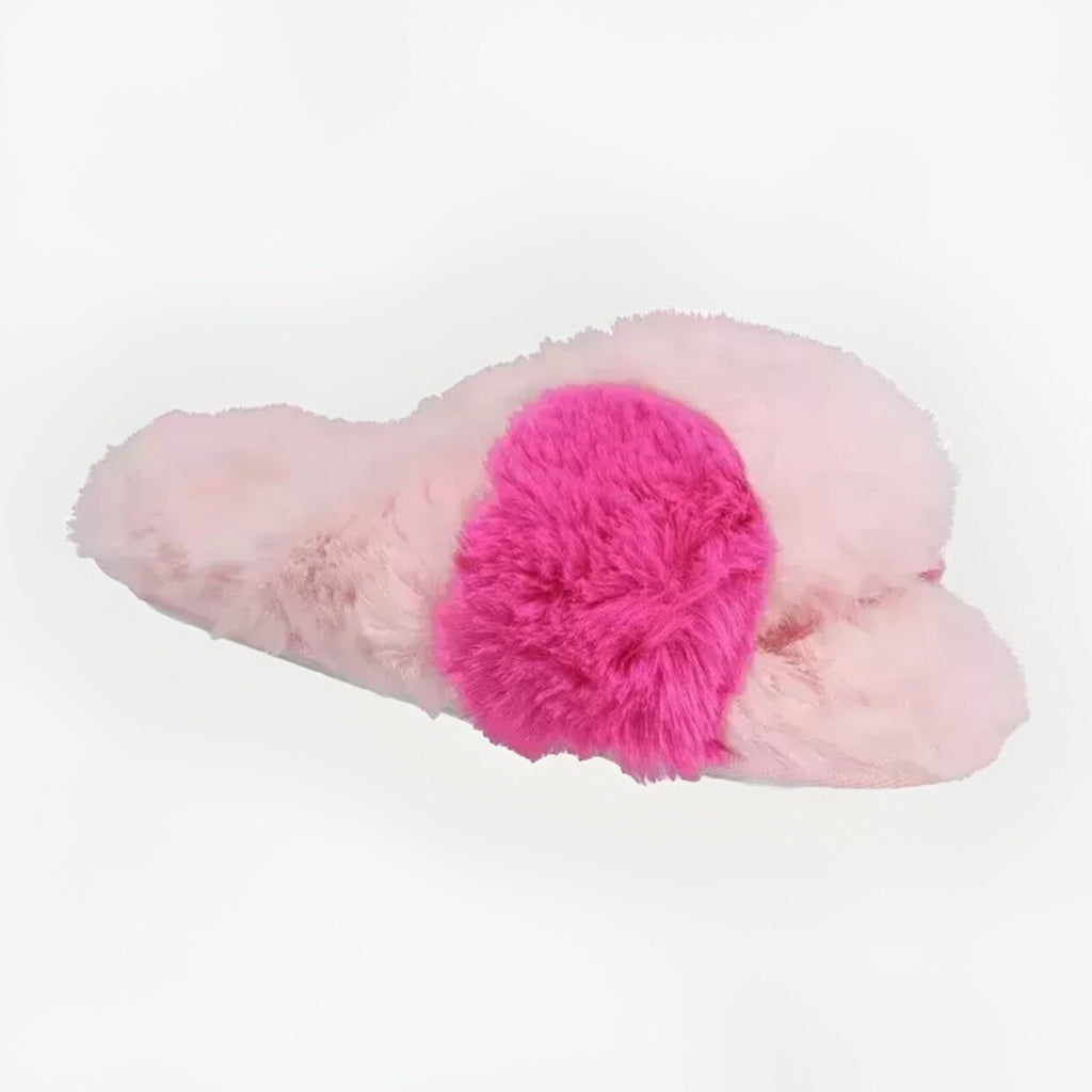 Jenni Faux Fur Solid Crossband Slippers L 9-10 Super Soft Two-Tone Pinks