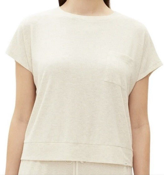 GAP GapBody Women's Ribbed Short-Sleeve Pajama Top Oatmeal M