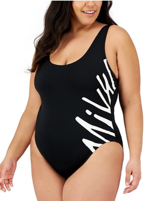 Nike Plus Size Logo Open-Back One-Piece Swimsuit - size 2X - Black