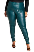 Nina Parker Womens Plus Faux Leather High Rise Leggings Pine Color 3X