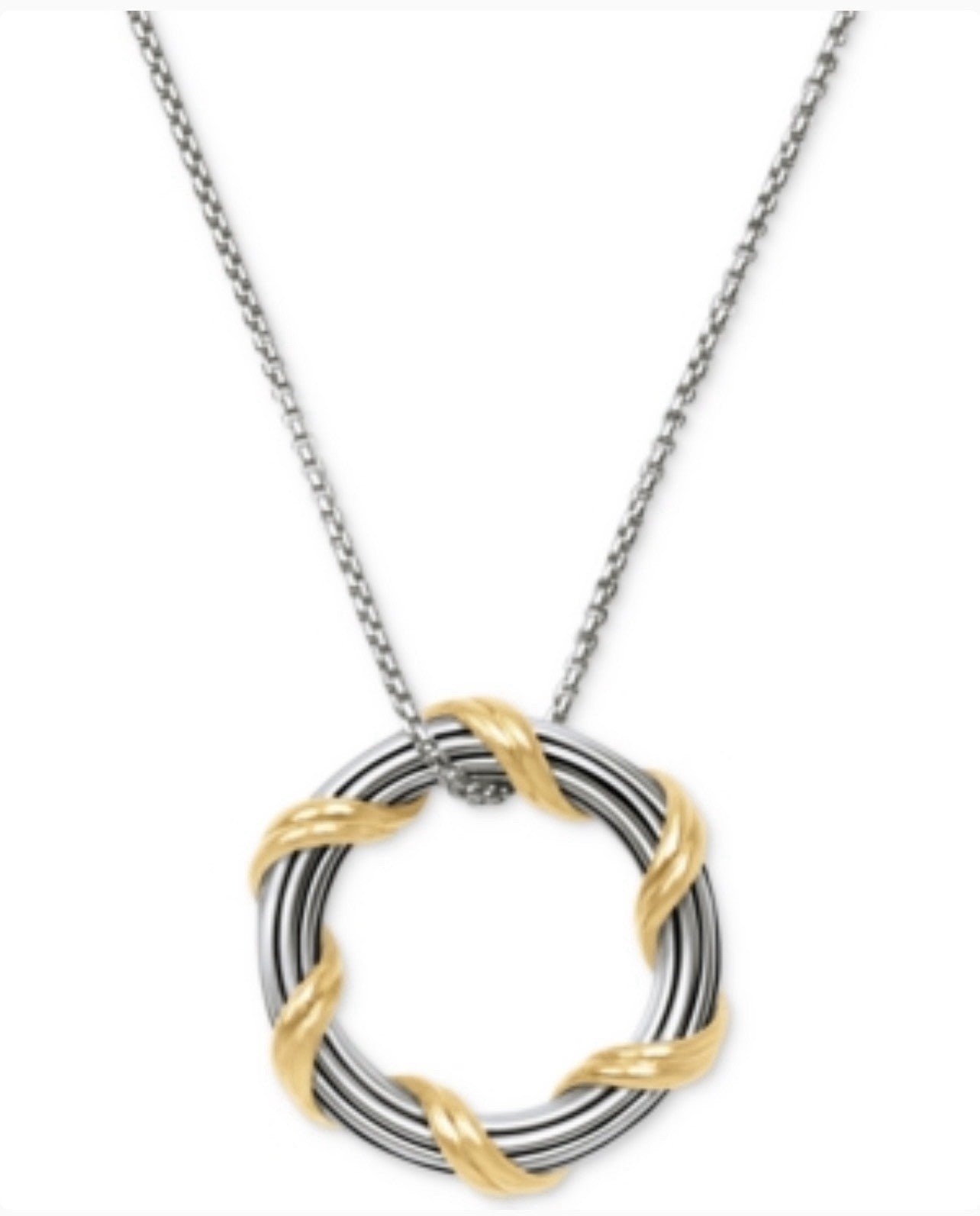 Peter Thomas Roth Two-Tone Circle 20" Pendant Necklace in Sterling Silver & 18k