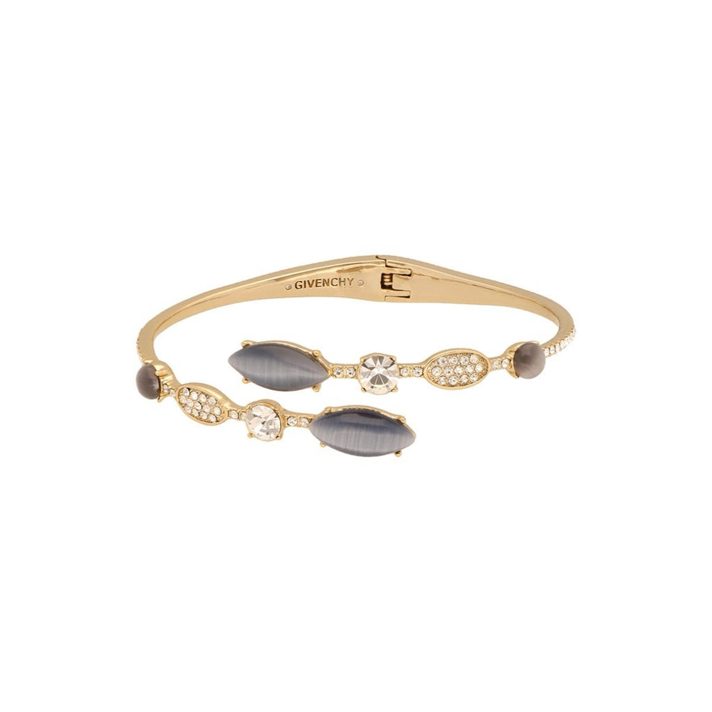 Givenchy Gold-Tone Mixed Crystal Bypass Bangle Bracelet - GREY
