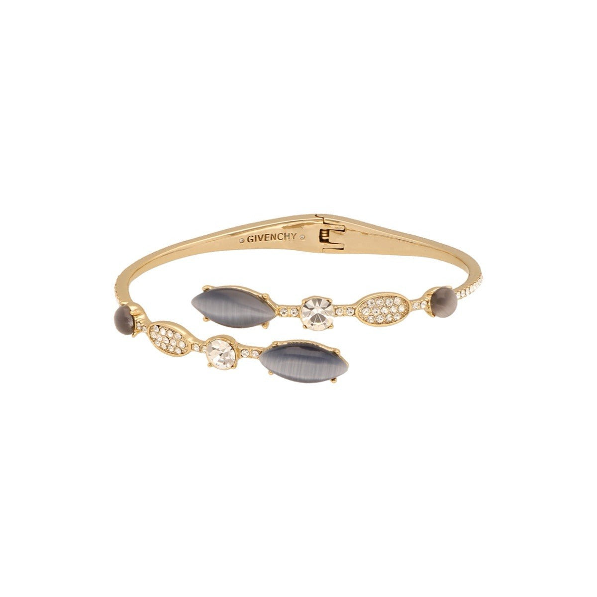Givenchy Gold-Tone Mixed Crystal Bypass Bangle Bracelet - GREY