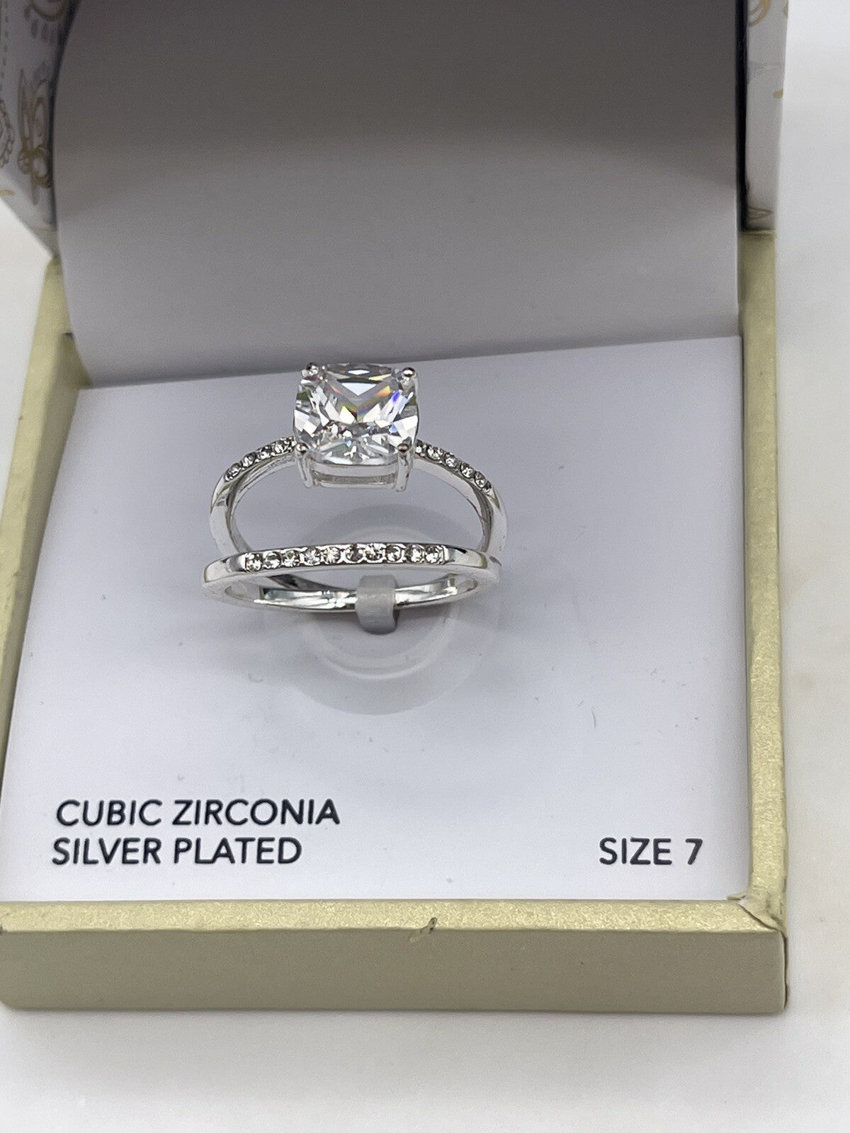 Charter Club rhodium plated silver tone cubic zirconia wedding ring set