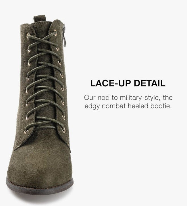 Journee Collection Women's Baylor Lace Up Stacked Heel Booties Olive 11
