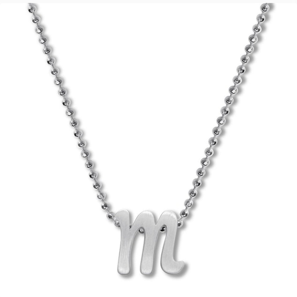 Alex Woo Lowercase Initial 16" Pendant Necklace in Sterling Silver - M
