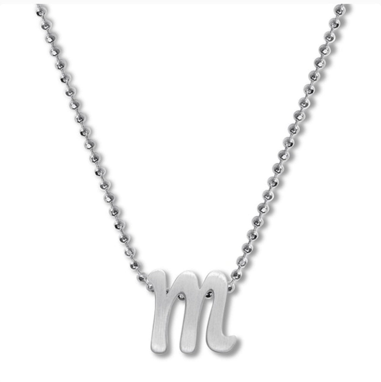 Alex Woo Lowercase Initial 16" Pendant Necklace in Sterling Silver - M